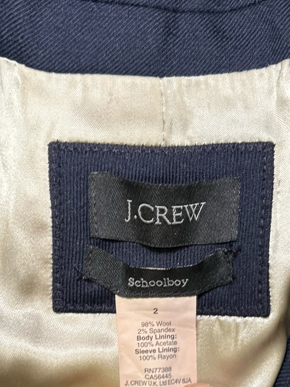 J Crew School Boy Women’s Blazer 98% wool Size 2 navy blue - Picture 4 of 10